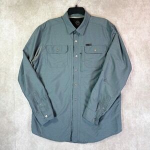 Wrangler ATG Shirt Mens Large Gray Solid Long Sleeve Mesh Vented Hiking Utility